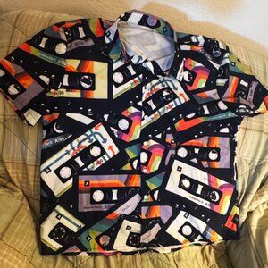 Fun Men's Retro 3XL Shirt Cassette Tapes Very Colorful Like New